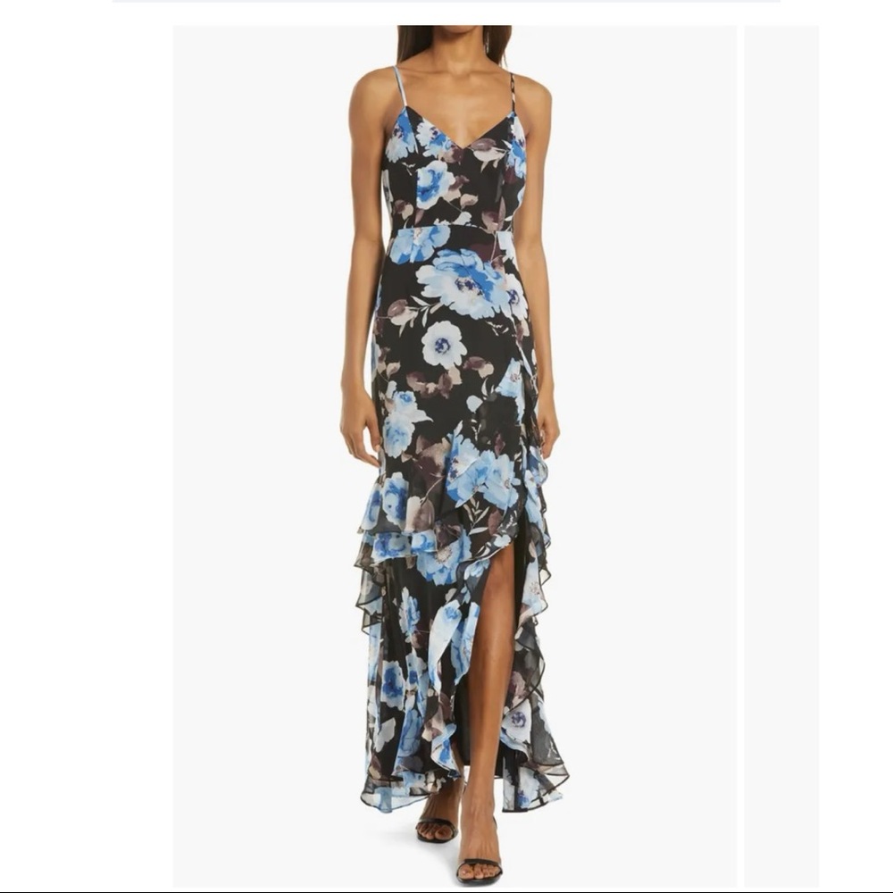 Lulu’s - Artwin Floral Ruffle A-Line Dress